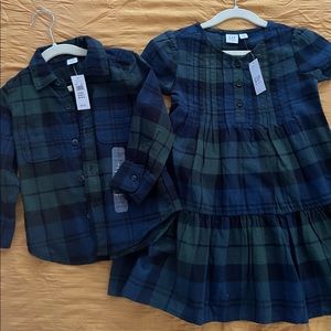 Gap Sibling set! Girls Dress 5t and Boys 2t Button Down NEW with tags